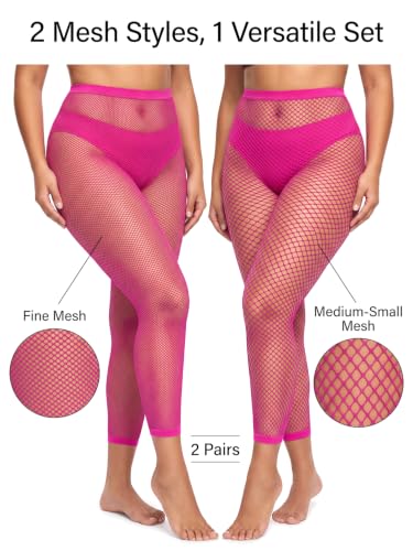 Image of CharnmRose 2 Pairs Women's Footless Fishnet Tights High Waist Fishnets for Women Fishnet Stockings