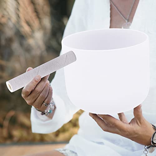 Campana tibetana al quarzo in cristallo opaco, 20,3 cm, per chakra della radice, set di campane tibetane con bacchetta bianca rilassante, per guarigione del suono, meditazione, yoga, regali 432-440 Hz