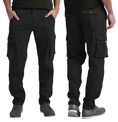 Mens Cargo Stretch Pants Premium Relaxed Fit Straight Outdoor Workout Regular Fit Pants with Pockets