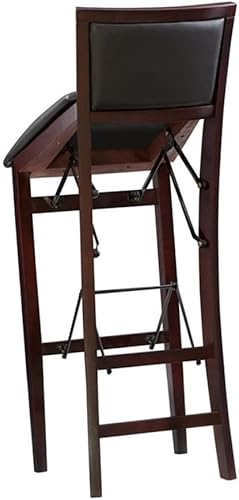 Miniatura 4 de Home Square Juego de 2 taburetes de bar plegables de madera con respaldo acolchado en marrón espresso