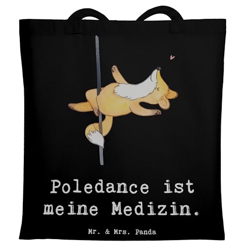 Mr. & Mrs. Panda Shopping Tasche Fuchs Poledance - Geschenk Pole Dance Laptoptasche Tote Bag Tanz Uni totebag Tanzen Jutebeutel