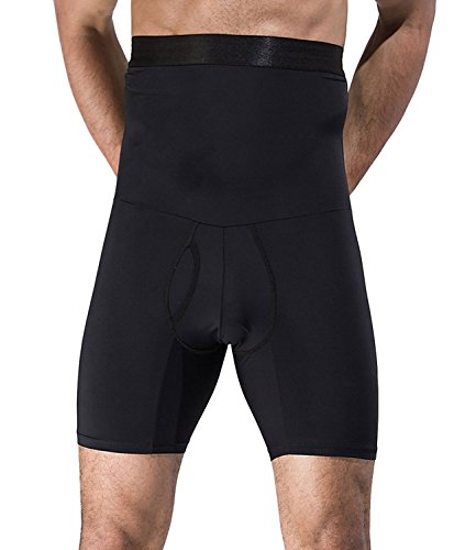SAILORSTAR Men's High Waist Slimming Body Shaper Tummy Control Shapewear Waist Abdomen Trimming Boxer Brief (Large/ 36.22-42.13inch Waist, Black)
