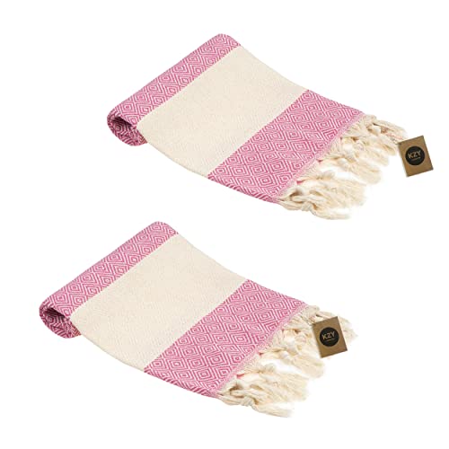 KZY LONDON Serviette de toilette turque (losange) (fuchsia)
