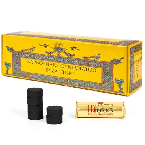 Diveevo 120 pastillas de carbón para ahumar griego, de encendido rápido, de 100% madera de manzano ecológica, 1 pastillas de carbón con diámetro de 27 mm