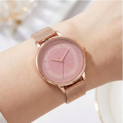 Image of WISEWALKER Women's Analog Wrist Watch for Ladies and Girls | Stylish & Trendy | Rose Gold Stainless Steel Premium Strap | Perfect for Casual, Party & Formal Wear
