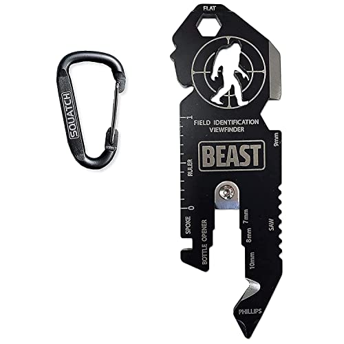 BEAST (Bigfoot Expedition and Survival Tool) Multi-Tool & Bottle Opener, Bigfoot gift for fans of Sasquatch, Yeti, Camping, Hiking - With Screwdriver, Wrench, Carabiner, Box Opener