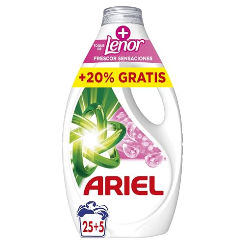 Ariel Detergente Lavadora Liquido, 30 Lavados, Jabon Frescor Sensaciones, Limpieza Mejorada en Ciclos Mas Frios con la Exclusiva Tecnologia de Limpieza en Frio