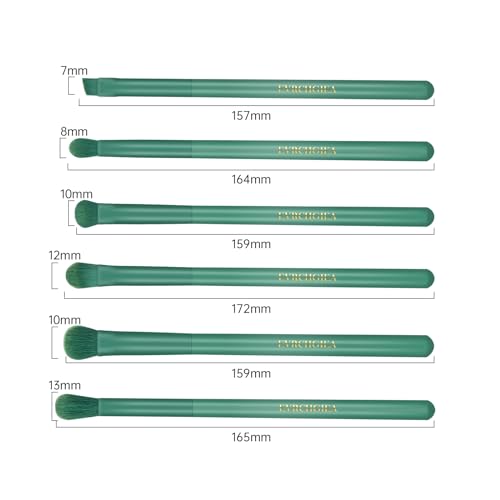 Eye Makeup Brush Set, 6 Pcs Professional Blending Eyeshadow Makeup Brushes for Concealer Eyebrows Eyeliner, Soft Hairs & Wood Handle (green)…