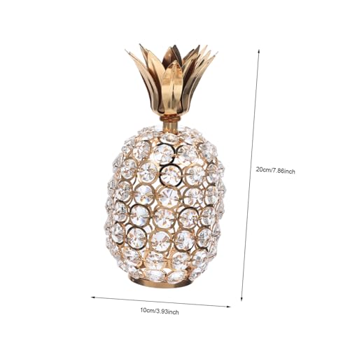 Ornement Ananas Décoratif Stable en Métal et Cristal pour Statuette de Bureau