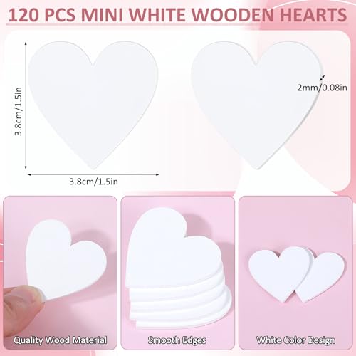 Bewudy 120 Stück Weiße Holzherzen zum Basteln, Holz Streuschmuck als Tischdekoration Streudeko Holz Konfetti Holzherz Deko für Hochzeit Valentinstag Geburtstag Party Kartenherstellung DIY Handwerk(4cm