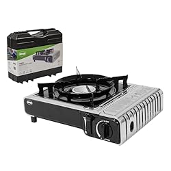 Amig - Hornillo Camping Gas - Cocina Portátil Camp...: DISEÑO PORTÁTIL Y SEGURO: El modelo CAMP01 está diseñado pensando en la comodidad y seguridad del usuario. Cuenta con un parabrisas incorporado para proteger la llama del viento y un soporte para sartenes que garantiza una alta estabilidad durante la...