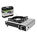 Amig - Hornillo Camping Gas - Cocina Portátil Camp01 - 2,2 kW Potencia - Parabrisas y Soporte Sartén - Certificación CE - Compatible Botellas CP 250 - Excursiones y Camping - Acero Inoxidable