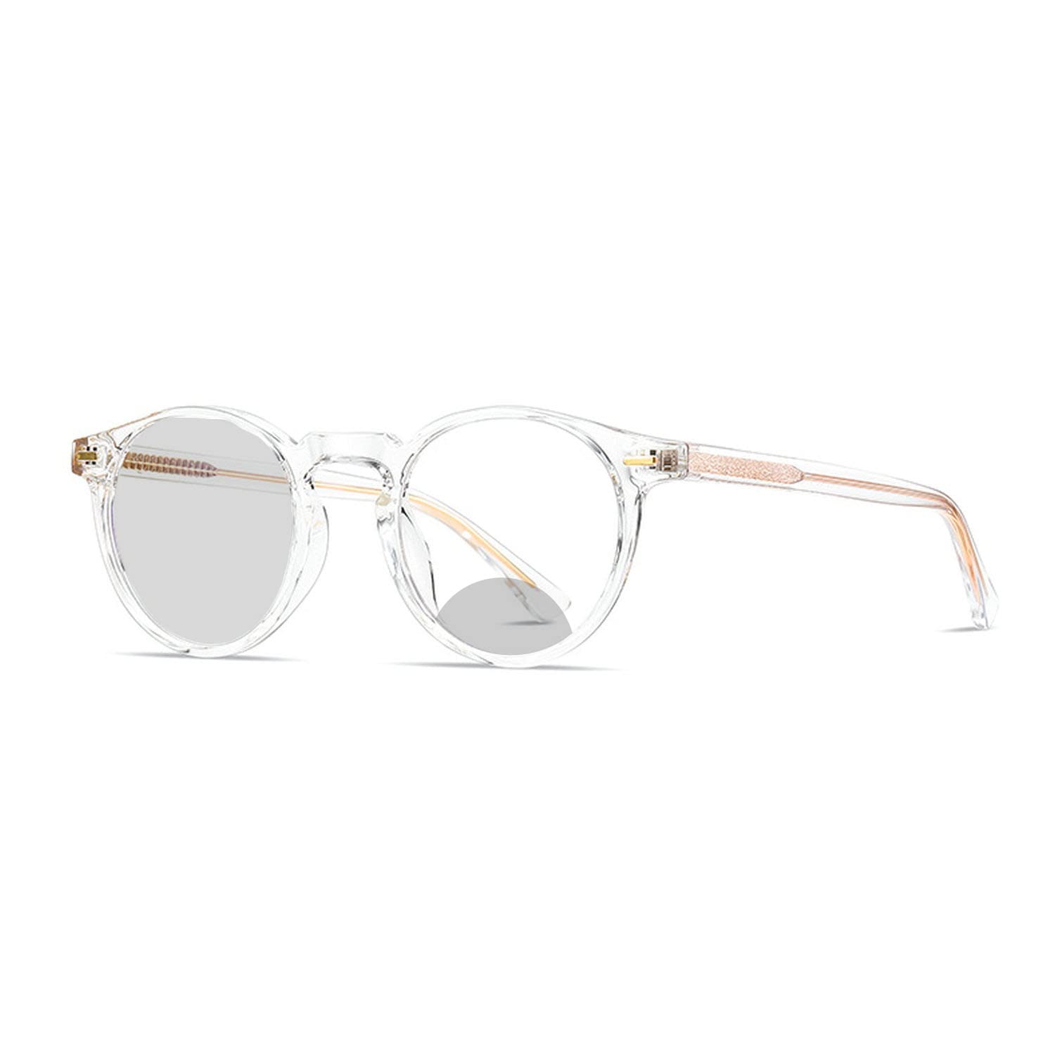Melrose Round Fashion Ladies Bifocal Reading Glasses Retro Photochromic Men's Transparent Reading Glasses Frame (clear, 1.75, multiplier_x)