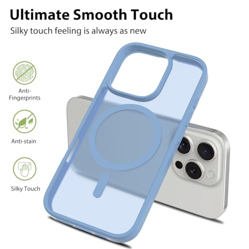 Image of for iPhone 16 pro Case [Compatible with Magsafe] Translucent Matte Phone Cover, [10 FT Military Grade Drop Protection] Slim Durable Shockproof Protective Bumper (Light Blue, iPhone 16 Pro)