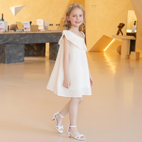 Image of Furdeour Heels for Girls Dress Shoes Bow Sansals Flower Girl Big Kids Teen | Delicate Bow, 2.13 IN Kitten High Heels, Dance Birthday Party Pageant Graduation School Prom, Young Girls Formal Dressy Heel