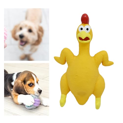 Qianly Borracha frango som frango resistente 12x21cm brinquedos para cães gritando brinquedo de fran