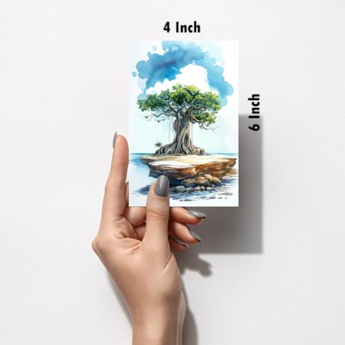 Image of SiddArtify Tropical Watercolor Botanical Tree - Plumeria Print Set - Set of 2-4x6 Inch - Board (Pack of 6) - Sticker (Pack of 6) Wall Room Decoration art Poster Prints