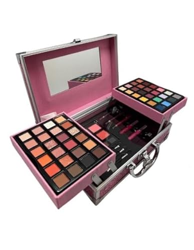 Miss Young Valigetta professionale per trucchi, set da 51 pezzi, con ombretti, rossetti, fard, pennelli e specchio, tutto in uno per principianti ed esperti