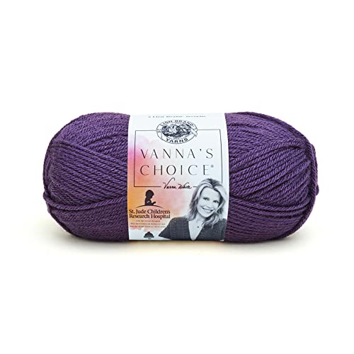 Image of (1 Skein) Lion Brand Yarn Vanna's Choice Yarn, Purple | Everyday Basic Worsted Weight Acrylic Knit & Crochet Fiber for Blankets, Bags, Sweaters, Hats, Scarves