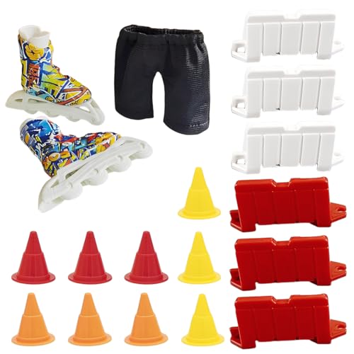 VEOIRXU Finger Pattini a Rotelle Kit di Mini Pattini in Linea per Dita con Pantaloni e 15 Accessori Giocattoli Da Tavolo Educativi Per Ragazzo Ragazza Accessori Sportivi Compatti per Bambini Adulti