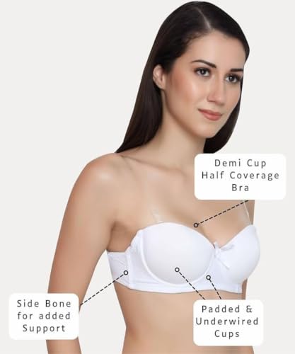 Image of Brachy Women's Polycotton Padded Underwire Strapless Bra Beige