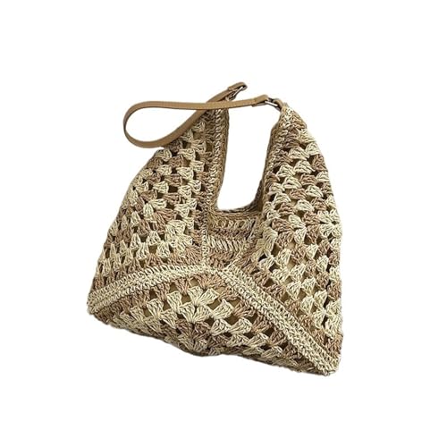 Women's Woven Straw Shoulder Bag Popular Medium Size Handbag with Handle for Beach Vacation for Café, Beach
