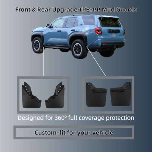 Image of No Drill Mud Flaps Splash Guards Compatible with Toyota 4Runner 2025-2026(Not Fit TRD Pro Trailhunter)，OEM Style Textured Black Custom Fit All Weather Exterior Accessories(4PCS)
