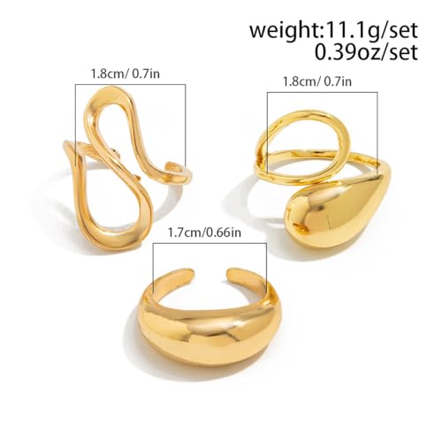 Image of Shining Diva Fashion Stylish Trendy Finger Rings Set for Women & Girls | Chunky Minimal Statement Ring Combos Modern Elegant Jewellery Collection