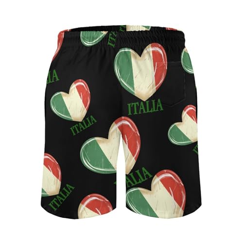 Italia Flag Italy Italian Heart Vintage Men's Swim Trunks Lightweight Bathing Suit Board Shorts Hawaiian Beach Swimwear2