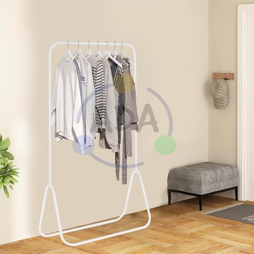 Image of ADA Heavy Duty Metal Clothes Rail, Multipurpose Coat Hanger Stand with Top Rod, Garment Rack for Bedroom, Laundry, Livingroom, Hallway - White (80.5 x 43.4 x 151cm)