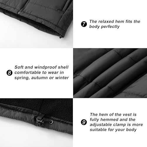 Image of VtuAOL Men's Puffer Vest Outdoor Padded Vest Softshell Outerwear Vest for Travel Hiking