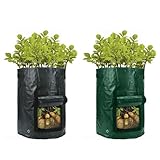 XPAPOV 2Pack 10 Gallon Grow Bags with Window to Harvest - Potato Grow Bags with Flap and Handles - Thickened Fabric Pots - Large - Tomato Vegetables Grow Bags with Harvest Window