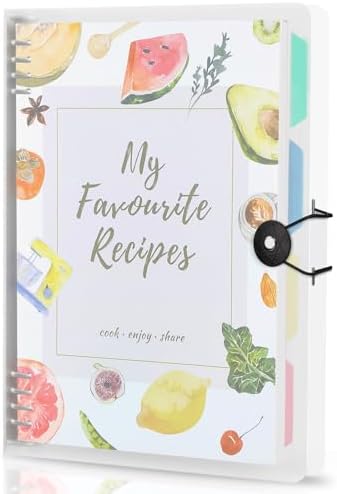 WEMATE Recipe Book to Write in Your Own Recipes, Blank Recipe Book 8.5x11 Inches, 8 Ring Recipe Binder with Plastic Frosted Cover, 8 Dividers and 272 Recipe Pages, Personal Family Cookbook as Gift