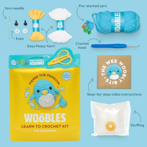 Image of The Woobles Beginner Crochet Kit with Scissor - Pierre the Penguin