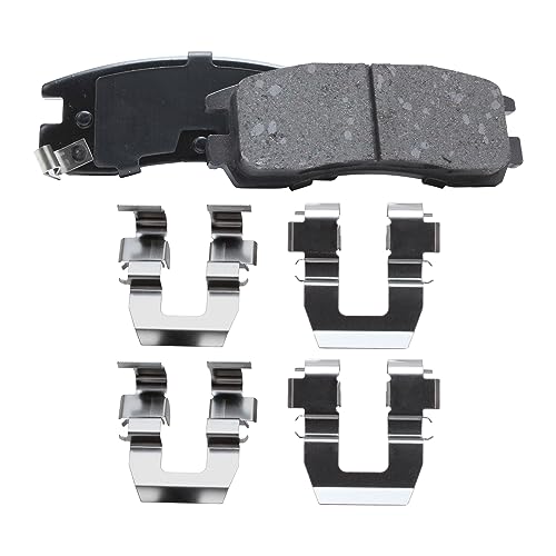 Image of Detroit Axle - Rear Brake Pads for Buick Regal LeSabre Park Avenue Riviera Cadillac DeVille Seville Chevy Lumina Monte Carlo Aurora Regency Pontiac Grand Am Saturn SC Brake Pads w /Hardware Replacement