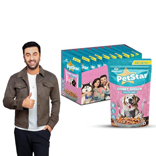 Image of Mankind Petstar Adult Dog Food (High Protein) Combo - Chicken & Wheat 1 kg + Adult Gravy 120g (Pack of 15)