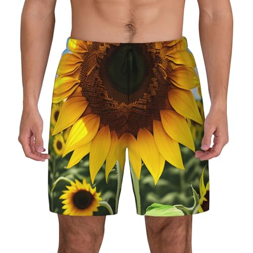 Bañador de hombre ligero con estampado de girasol amarillo muy fresco