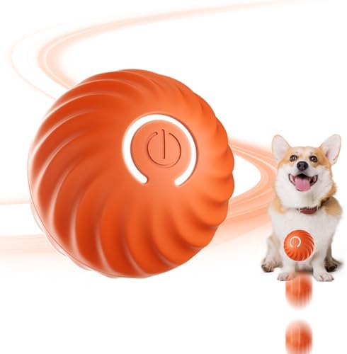 Interactive Dog Toy Ball, Bouncing Dog Ball with Automatic Moving, Active Rolling Ball for Medium and Small Dogs,Dog Birthday Gift （Orange）