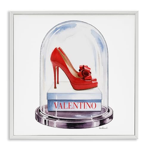 Red Heels Bell Jar Glam, 17 x 17 Inch Framed Giclée Print