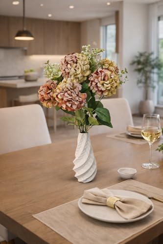 Image of Premium Combo Artificial Flower Bouquet with Ceramic Vase | 7 Head Real Touch Flowers | Luxury Home Decor for Living Room Bedroom Office Center Table(ND-15)