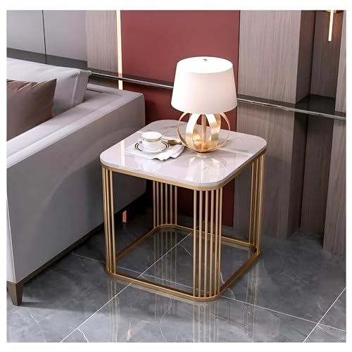 Image of Square Coffee Table and End Table for Living Room, Bedroo Coffee Table Balcony Garden, etc with Open Storage, Engineered Wood Surface Top (Golden-)