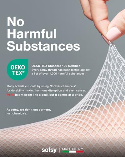 Image of sofsy Italian-Made Soft Fishnet Stockings for Women | 10-Year Hosiery Craftsmanship, Soft Dual Silicone Lace Top, Thigh Highs, Small Grid, Dig-Free, Stretchy