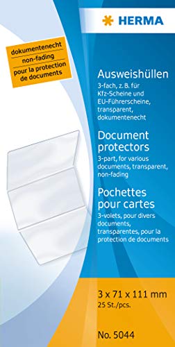 Fundas para tarjetas HERMA 5044 con 3 compartimentos para protección de documentos, 25 uds 4