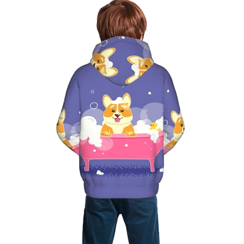 Dog Washes in a Pink Bath Kid Hoodies Boys Sweatshirts Girls Pullover with Pocket4