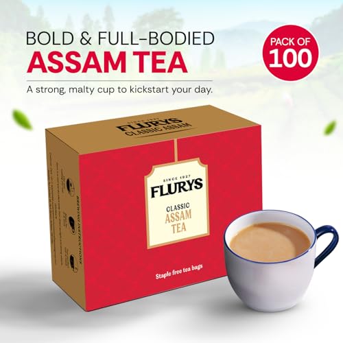 Image of Flurys Classic Assam 100 Teabag Envelopes | Bold & Full-Bodied Black Tea from Assam | Rich Aroma & Strong Flavour (Pack of 3)