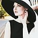 Women's Adjustable Black Wide Brim Wool Hat - Audrey Hepburn-Inspired Luxury Statement Hat - Old Money Fashion for Weddings, Derbies, Funerals - No Scarf Included (One-Size)