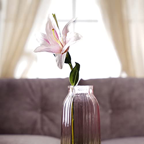 Image of PURE HOME + LIVING Pink Faux Tigerlily Spray (Made of Plastic, Wire and Fabric) Artificial Lily Flowers, Floral Arrangements for Table Centerpieces(Height-65cm) Pack of 1
