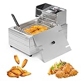 Electric Deep Fryer – 6L Large Capacity Deep Fryer with Detachable Basket, Adjustable Temperature Control, 1600W Stainless Steel Commercial Fryer for Restaurant & Home – Perfect for Chicken, Fries