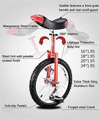 Monocycle à roues de 50,8 cm pour adultes – Siège réglable, capacité de 150 kg, construction de qualité pour la performance du cirque, l'équilibre ultime et le plaisir de l'exercice