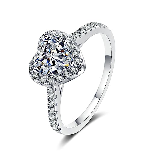 Bague de fiançailles moissanite cœur 1 ct D VVS1 avec certificat